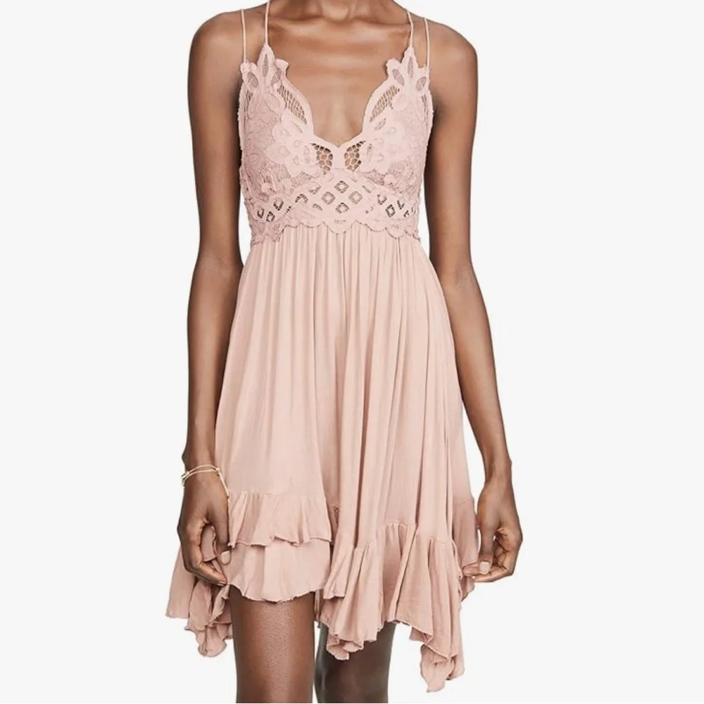FREE PEOPLE Adella Dress Cottagecore Festival Flowy Pink Dress NWT Sz Small